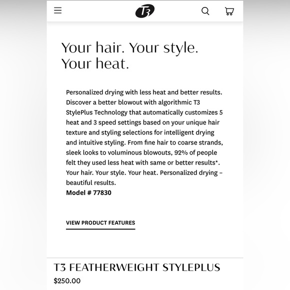 T3 Featherweight Styleplus Blowdryer - Picture 3 of 6